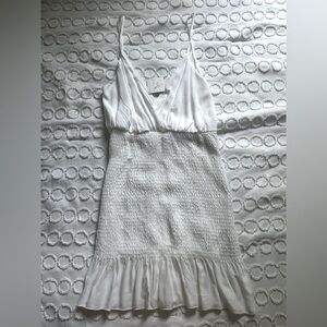 NWT White Sleeveless Smocked Dress with Ruffle Hem Small
